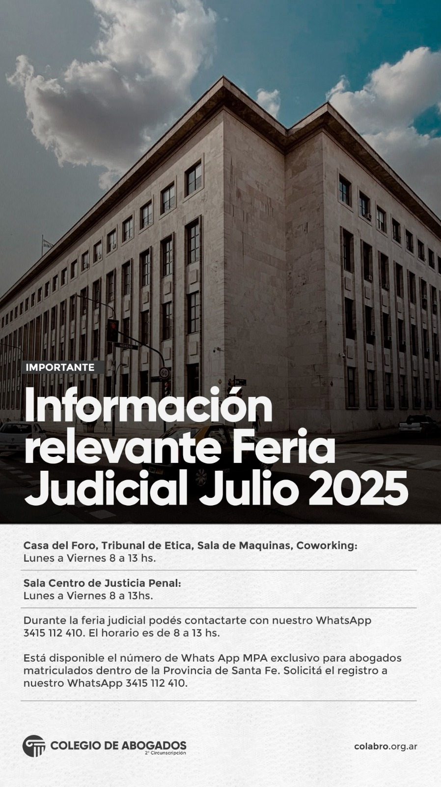 INFORMACION RELEVANTE FERIA JUDICIAL JULIO 2025